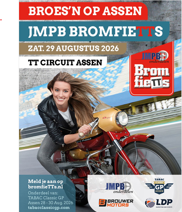 Op de bromfiets en brommers kijken op de TT-Circuit Assen